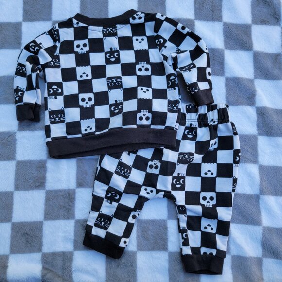 Baby Cat & Jack Halloween Checkers Jogger Set Size 0-3m - Picture 2 of 4